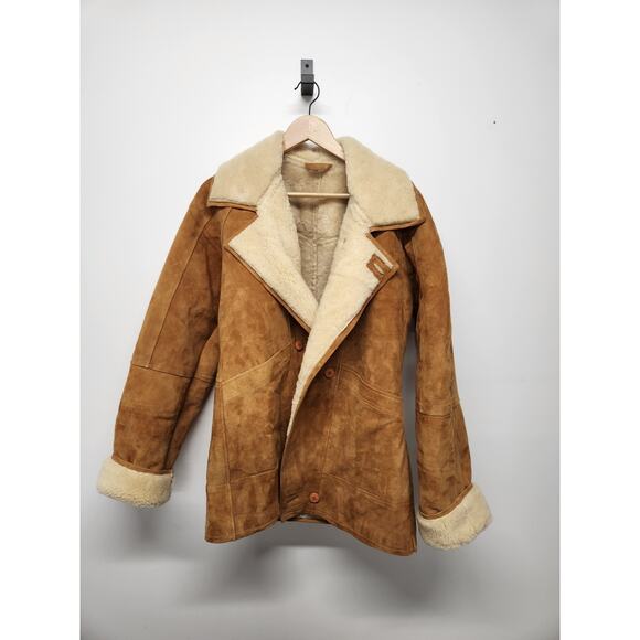 Vintage Women's Genuine Shearling Sheepskin Suede Coat, Med, In Camel, Unbranded - Picture 1 of 13